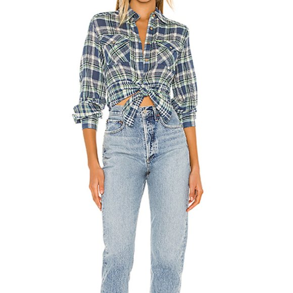 NEW NWT Free People First Bloom Plaid Top Button - Picture 6 of 6